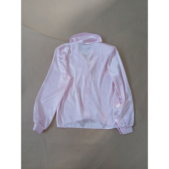 Charlotte Van Horne Vintage Silky Satin Blouse Top Womens 8 Pink Secretary - Picture 7 of 7